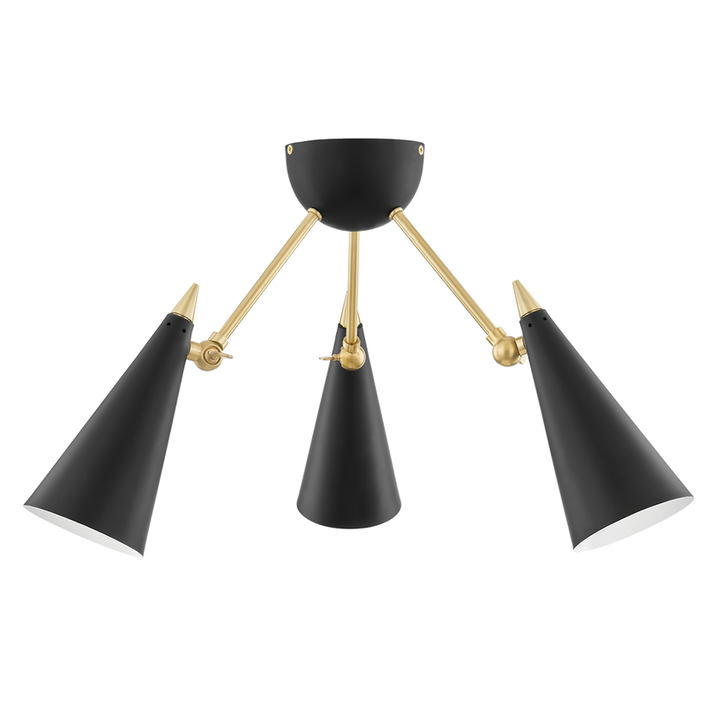 Moxie Semi Flush - Aged Brass/Dusk Black