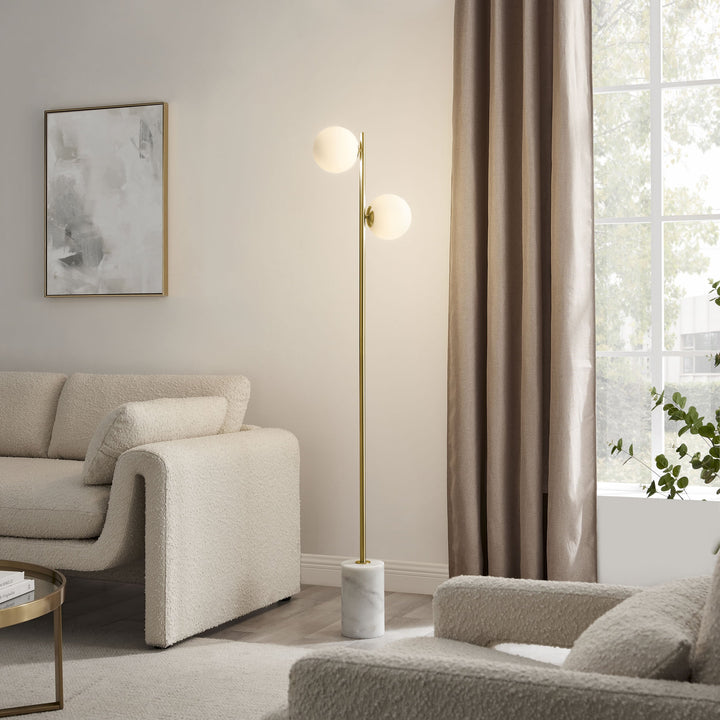 Anechdoche 2 Lights Gold and White Floor Lamp