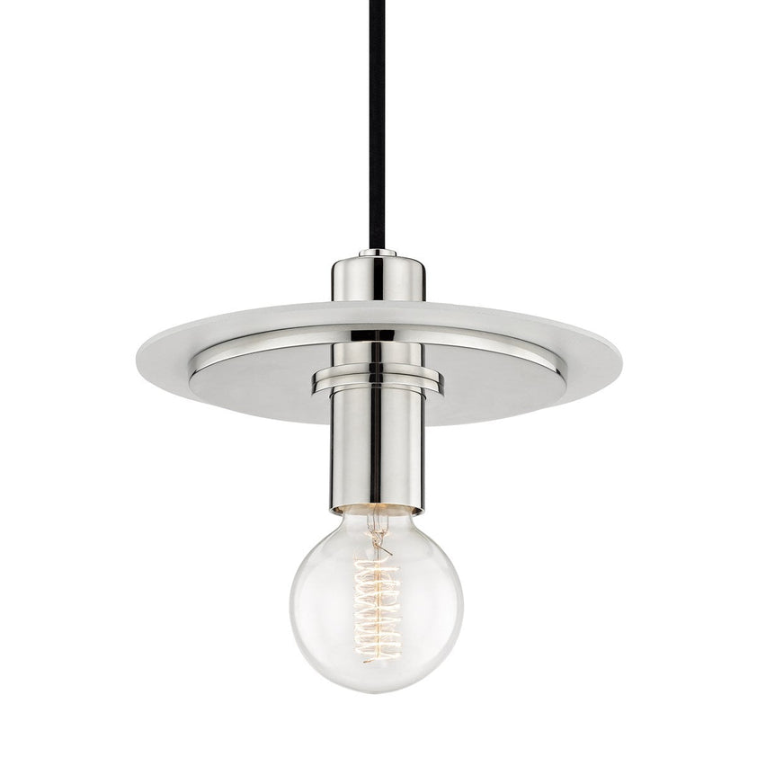 Milo Pendant 7" - Polished Nickel/White