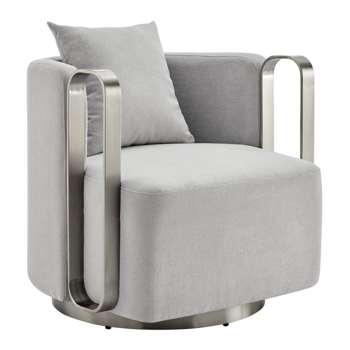 Finesse Decor The Marvel Contemporary Accent Chair // Gray and Brushed Nickel