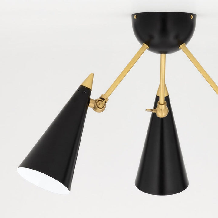 Moxie Semi Flush - Aged Brass/Dusk Black