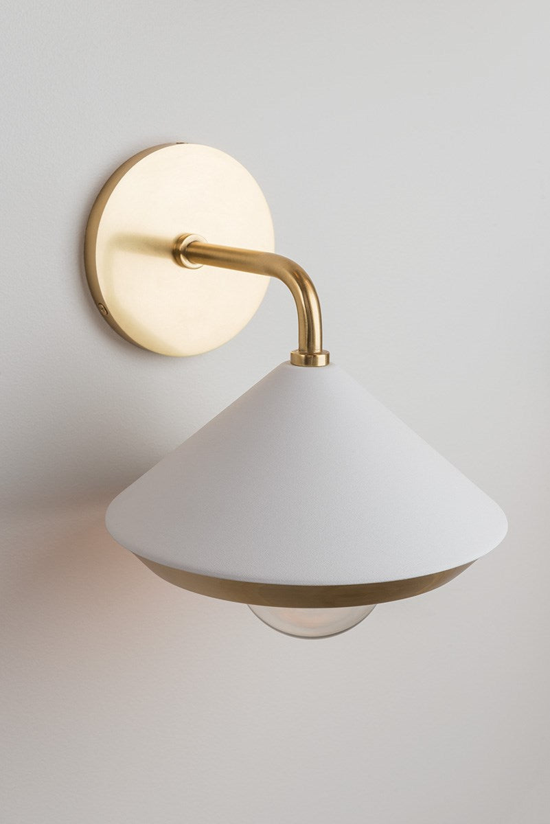 Marnie Wall Sconce - Aged Brass/White