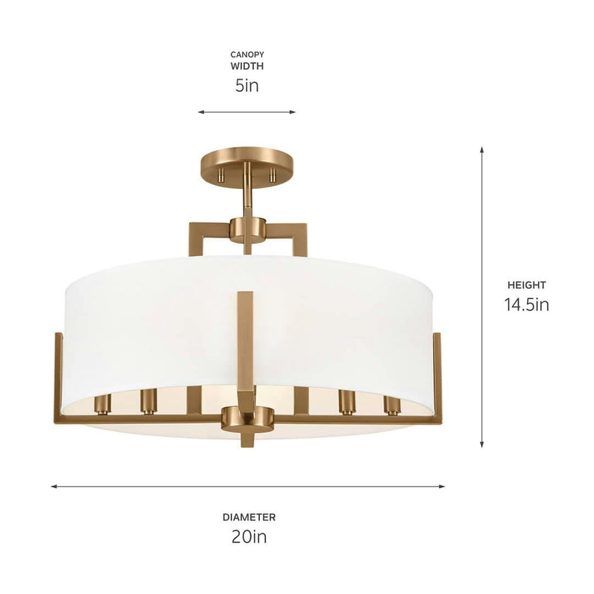 Malen Light Semi-Flush with White Fabric Shade