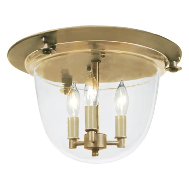 Classic flush mount bell lantern with clear glass