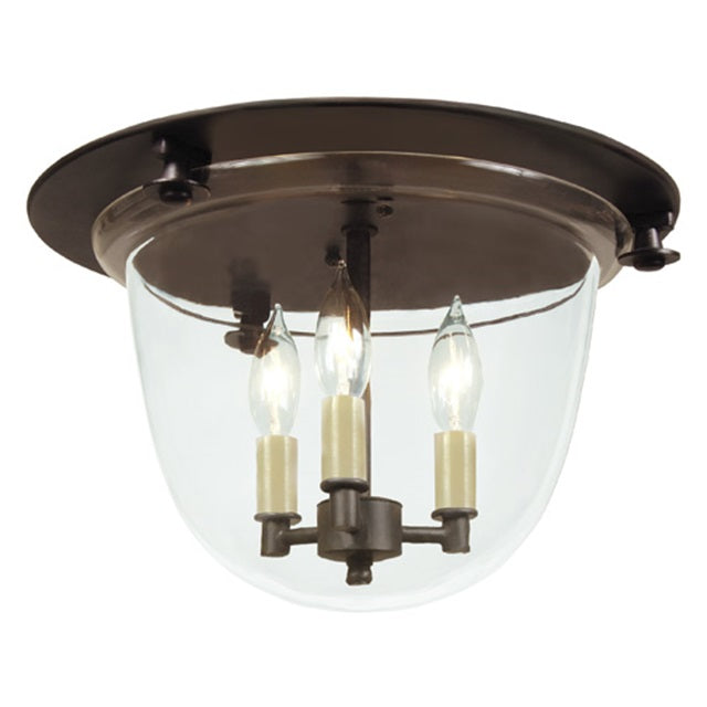 Classic flush mount bell lantern with clear glass