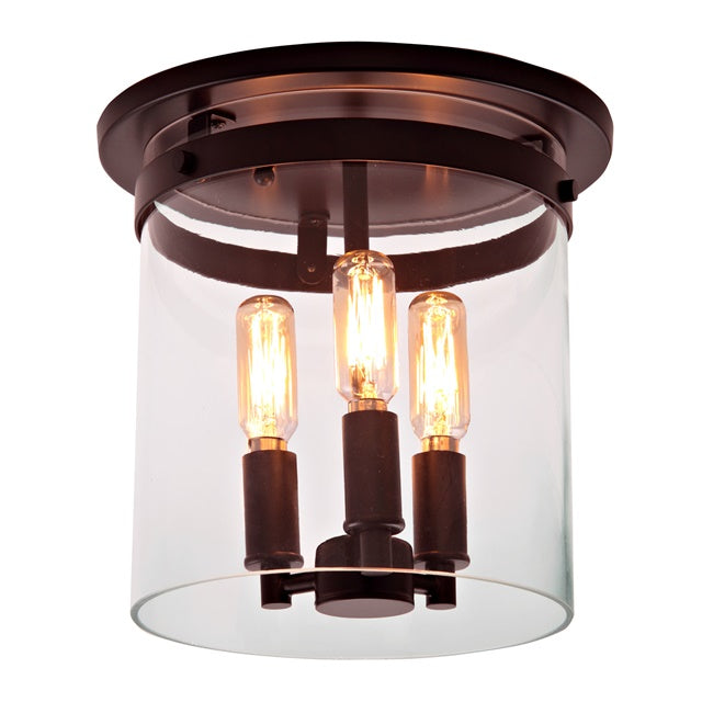 Roxbury Three Light Cylinder Glass Flushmount