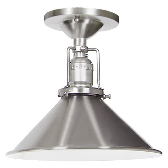 One light Union Square ceiling mount 8" Wide metal shade, inside finish white