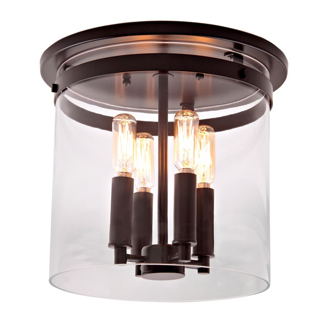 Roxbury Four Light Cylinder Glass Flushmount