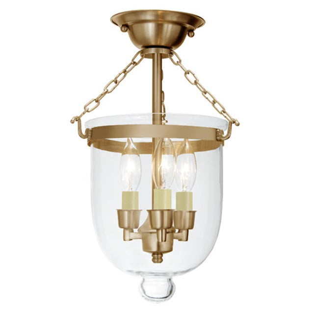 Small semi flush bell jar lantern with clear glass