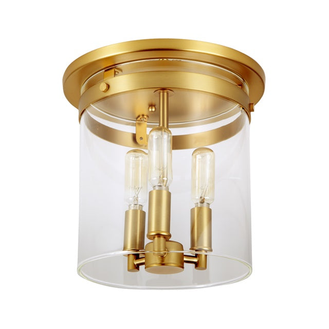 Roxbury Three Light Cylinder Glass Flushmount