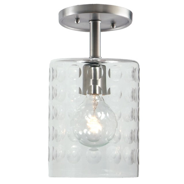 One light grand central ceiling mount 6" Wide, hammered column mouth blown glass shade