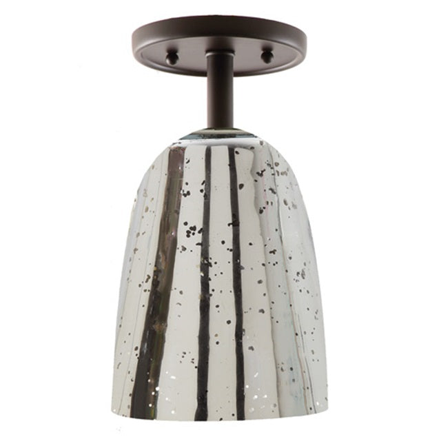 One light grand central ceiling mount oil rubbed bronze finish 6" Wide, antique mercury mouth blown glass ramona shade