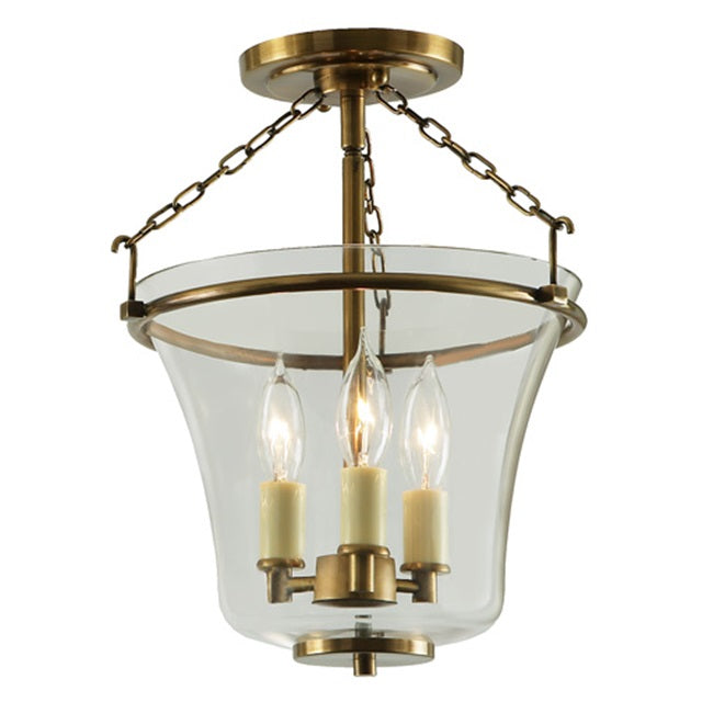 Three light greenwich semi flush bell lantern