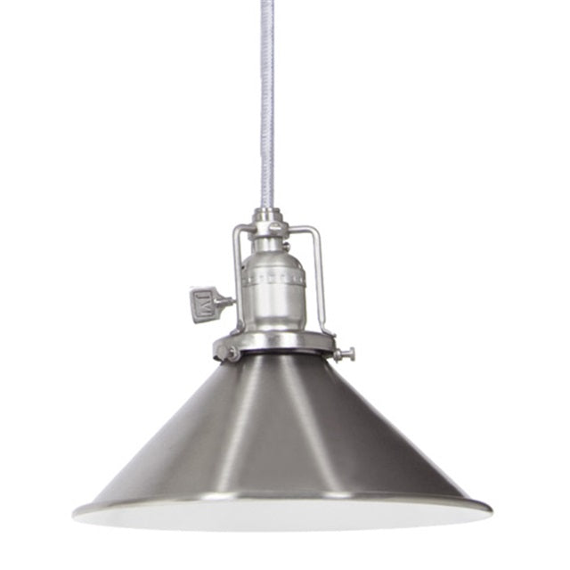 One light Union Square pendant 8" Wide metal shade, inside finish white