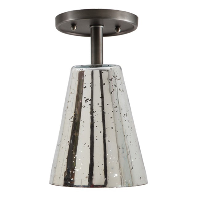 One light grand central ceiling mount oil rubbed bronze finish 7.5" Wide, antique mercury mouth blown glass medium cone shade