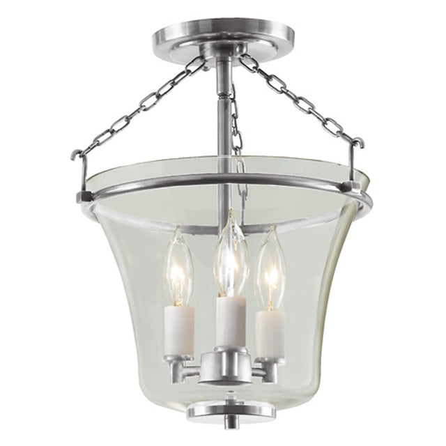 Three light greenwich semi flush bell lantern