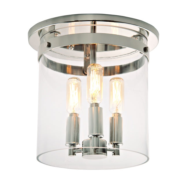 Roxbury Three Light Cylinder Glass Flushmount