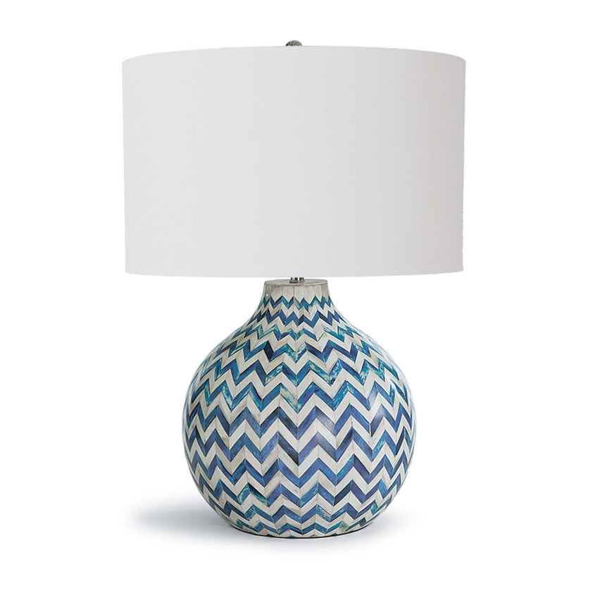 Chevron Bone Table Lamp - Indigo