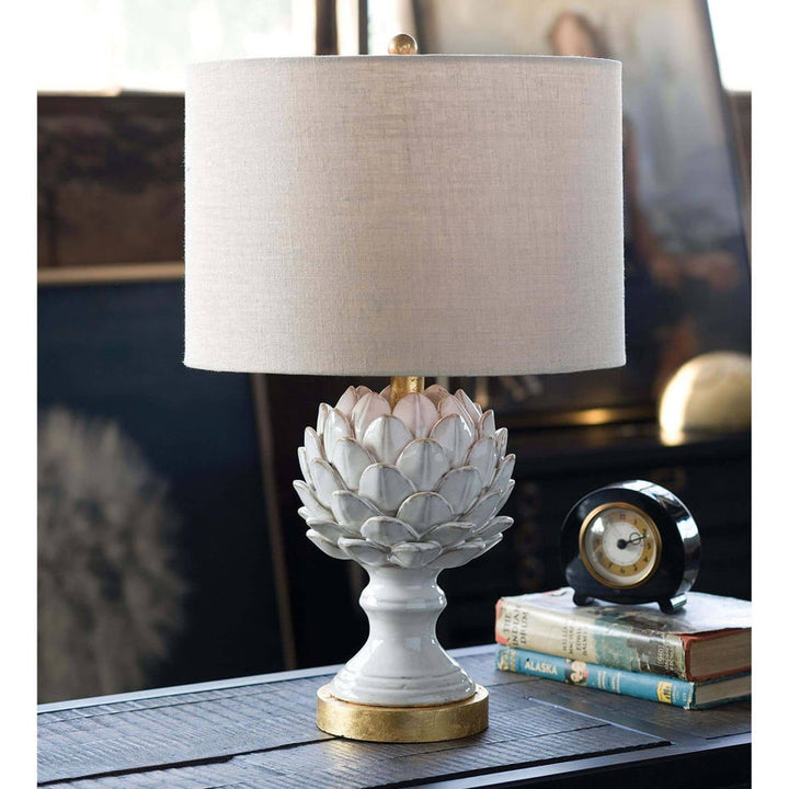 Leafy Artichoke Ceramic Table Lamp - Off White