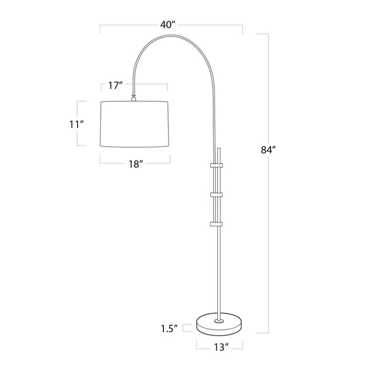 Arc Floor Lamp With Fabric Shade - Polished Nickel