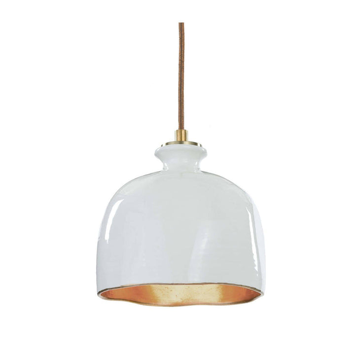 Bianca Ceramic Pendant - Gloss White and Gold