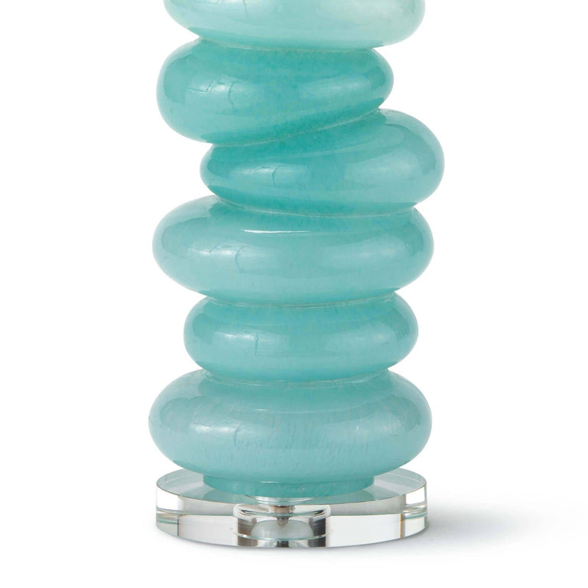 Stacked Pebble Glass Table Lamp - Aqua