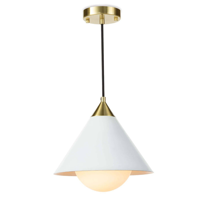 Hilton Pendant - White and Natural Brass