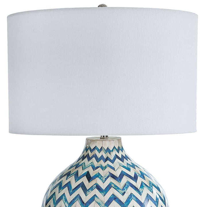 Chevron Bone Table Lamp - Indigo