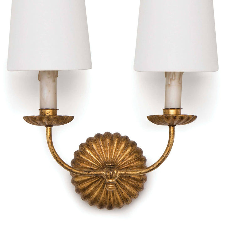 Clove Sconce Double - Antique Gold Leaf