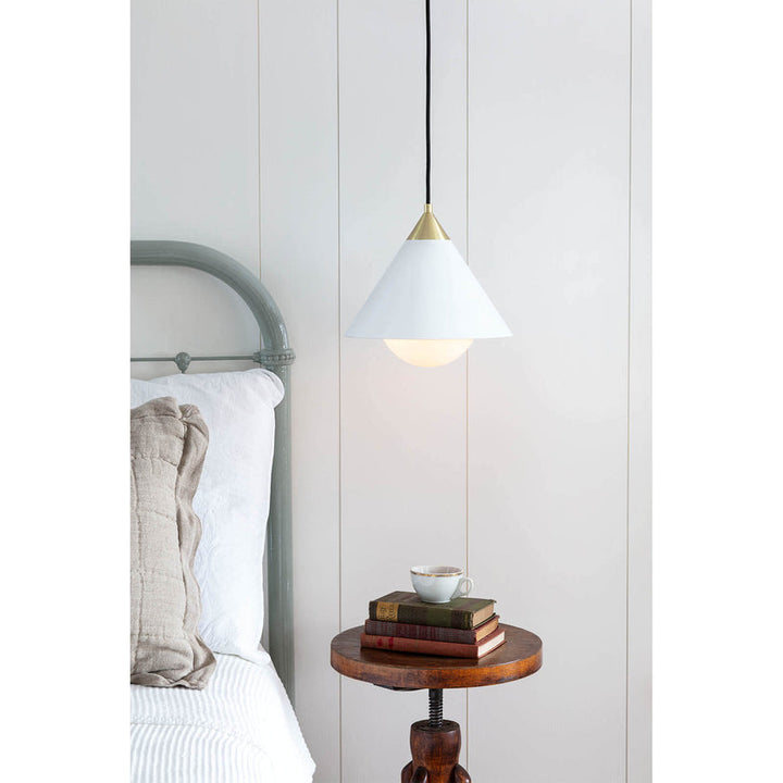 Hilton Pendant - White and Natural Brass