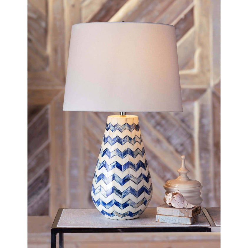 Cassia Chevron Table Lamp - Blue