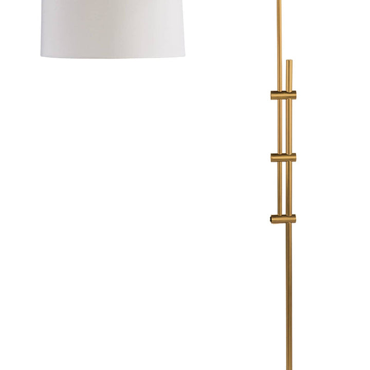 Arc Floor Lamp With Fabric Shade - Natural Brass