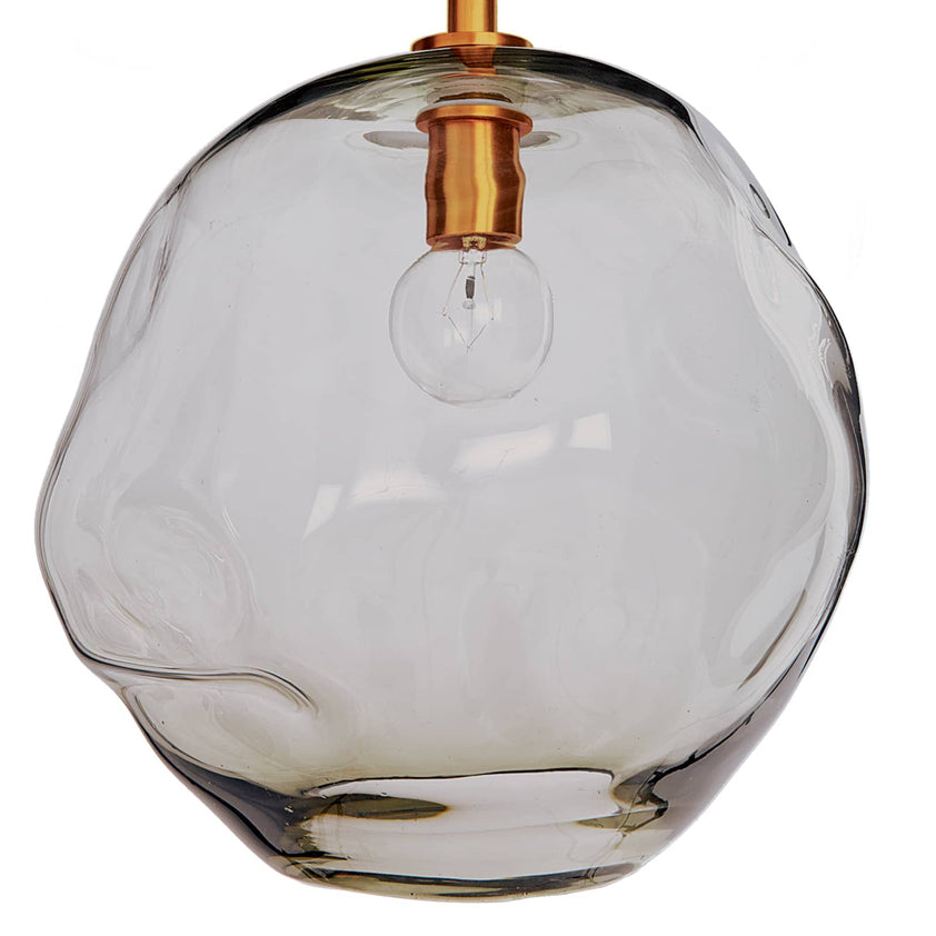 Molten Pendant Large With Smoke Glass - Natural Brass