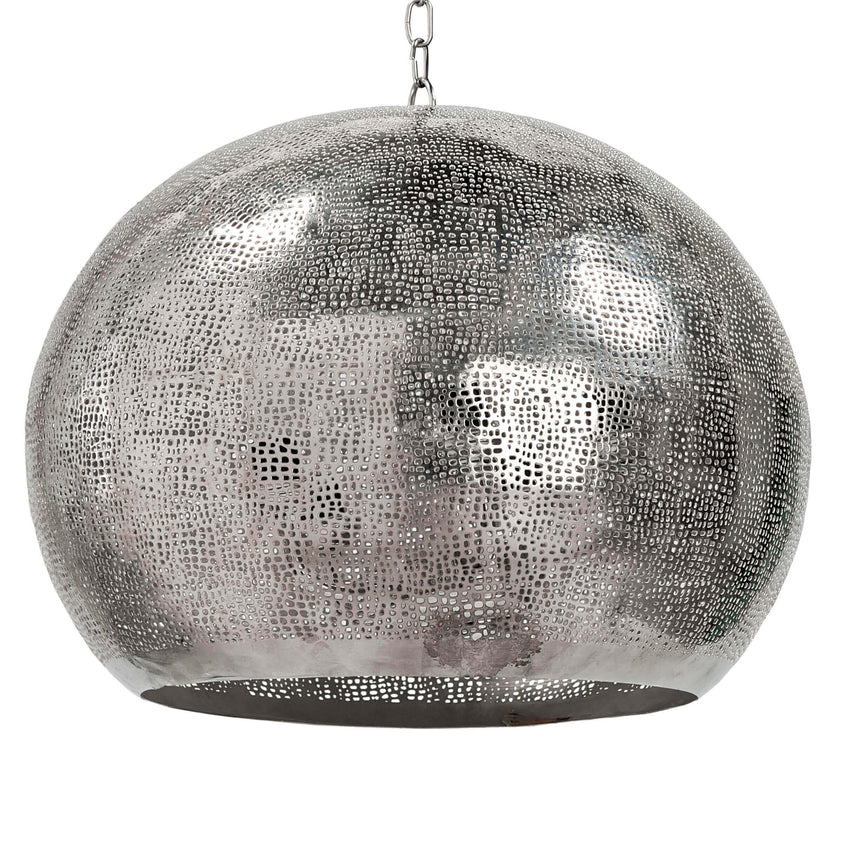 Pierced Metal Sphere Pendant - Polished Nickel