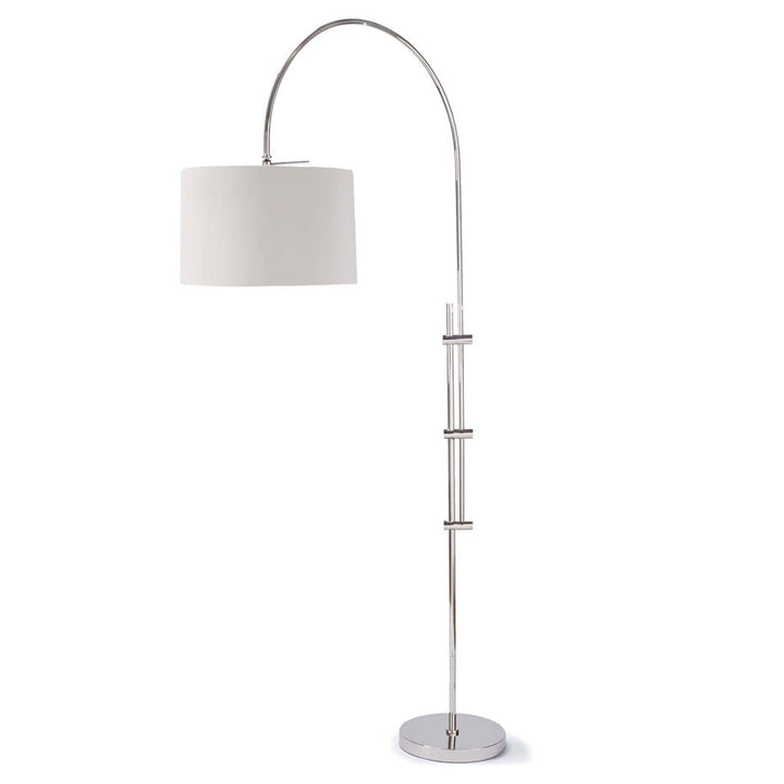 Arc Floor Lamp With Fabric Shade - Polished Nickel