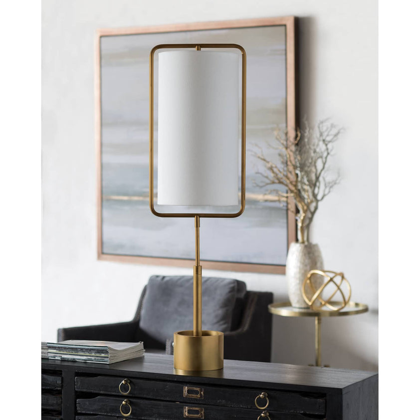 Geo Rectangle Table Lamp - Natural Brass