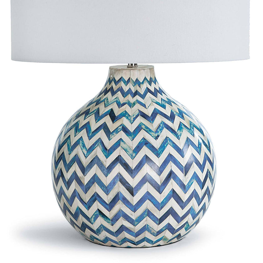 Chevron Bone Table Lamp - Indigo