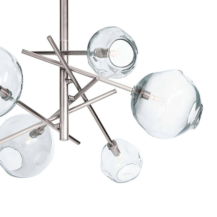 Molten Chandelier With Clear Glass - Polished Nickel