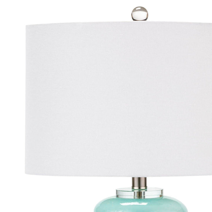 Stacked Pebble Glass Table Lamp - Aqua