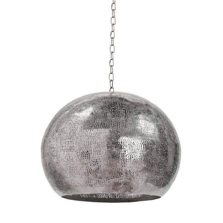 Pierced Metal Sphere Pendant - Polished Nickel