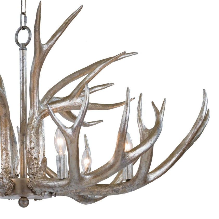 Antler Chandelier - Ambered Silver Leaf