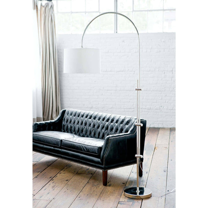 Arc Floor Lamp With Fabric Shade - Polished Nickel